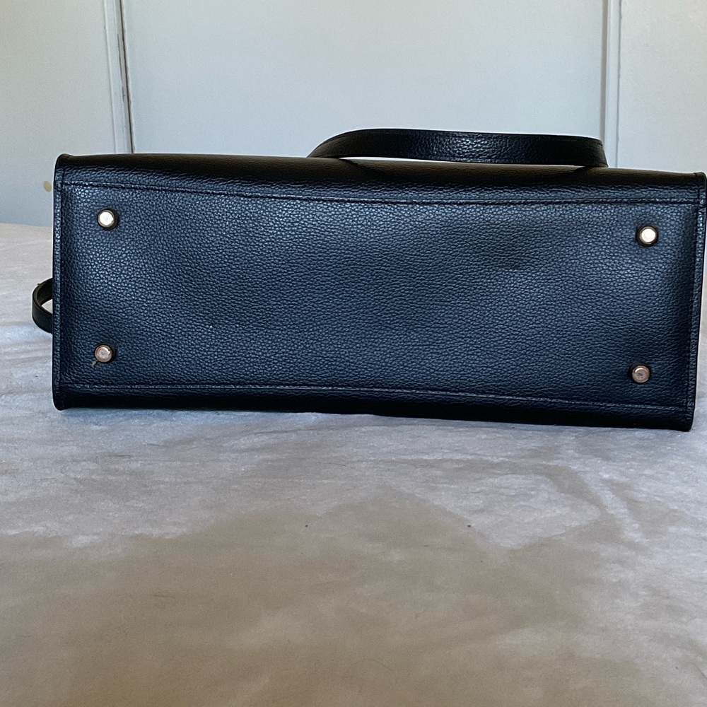 Coach Black Leather Tote with Gold Accents - Picture 7 of 8